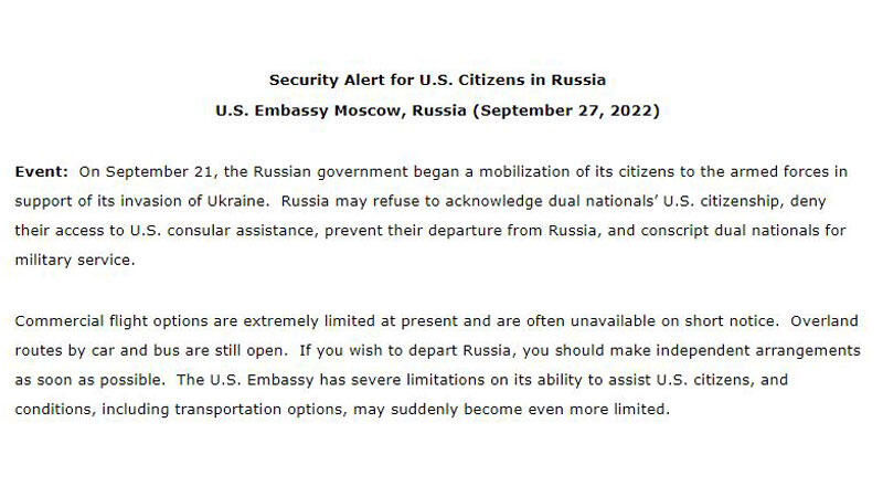 ABD’den Rusya’daki çifte vatandaşlara uyarı